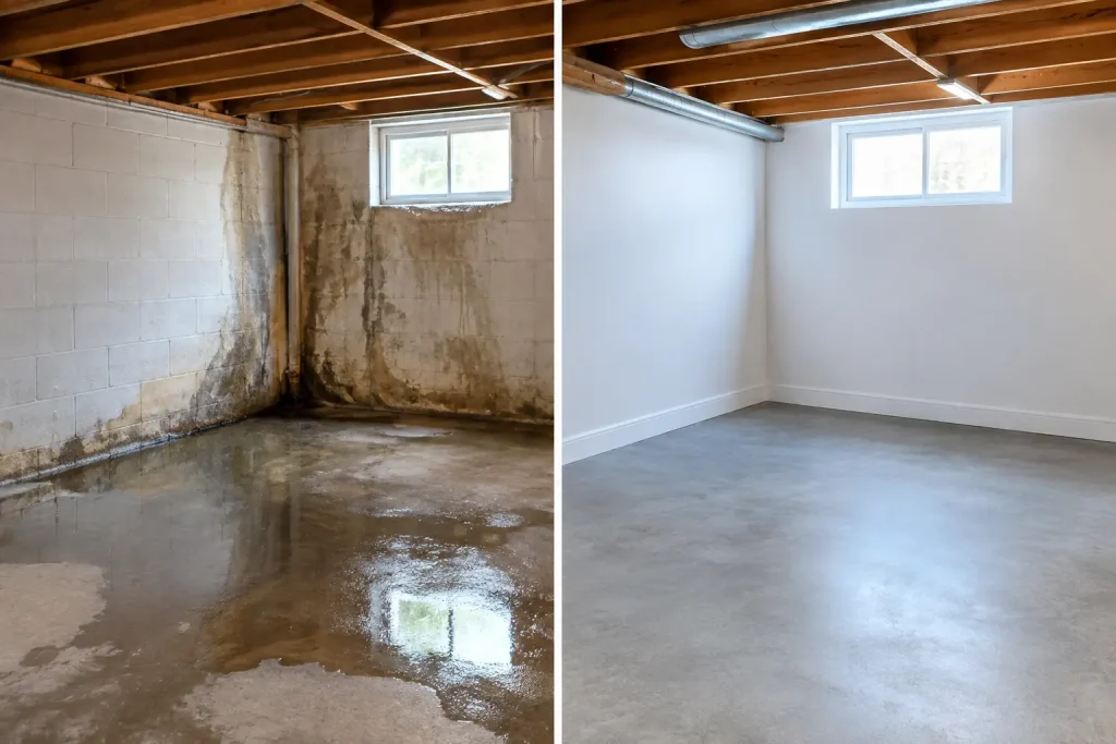 Basement Waterproofing Before and After Results